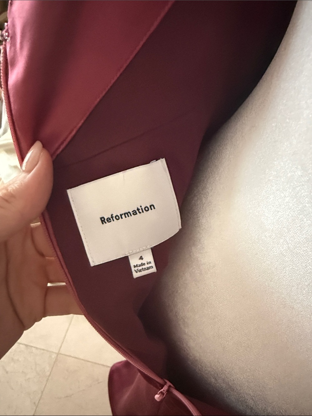 Reformation Silk Evening Dress- Burgundy and Rose - Picture 3 of 4